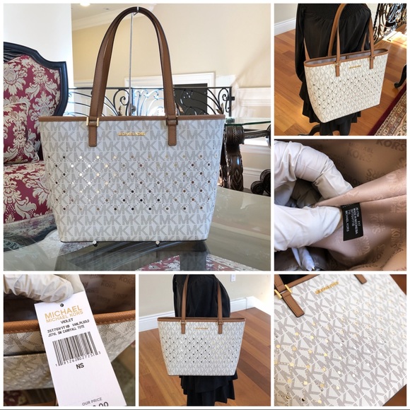NWT Michael Kors Perforated CarryAll tote handbag - Picture 1 of 8